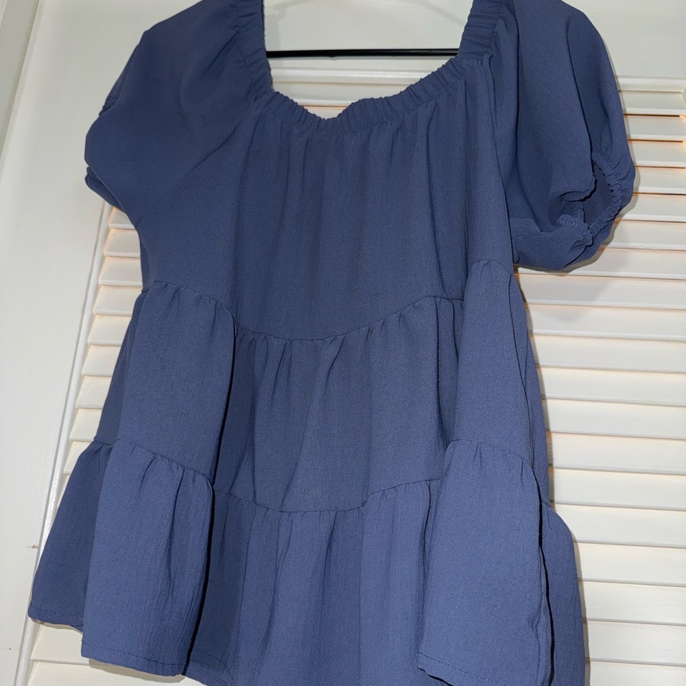 Gilli Blue Tiered Blouse